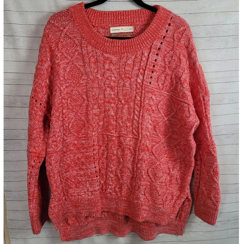 ANTHROPOLOGIE PILCRO JASMINE MIXED CABLE KNIT TUNIC SWEATER, SZ SMALL